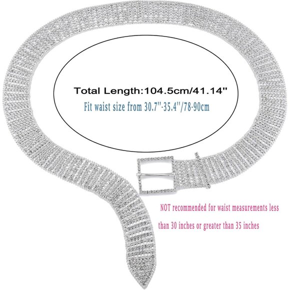 Women Rhinestone Belt Silver Bling Crystal Waist Chain for Wedding Party - Picture 2 of 9